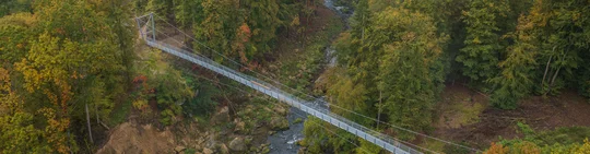 Die 110 Meter lange Hängebrücke Irreler Wasserfälle überspannt das enge Tal der Prüm. Die 110 Meter lange Hängebrücke Irreler Wasserfälle überspannt das enge Tal der Prüm.
