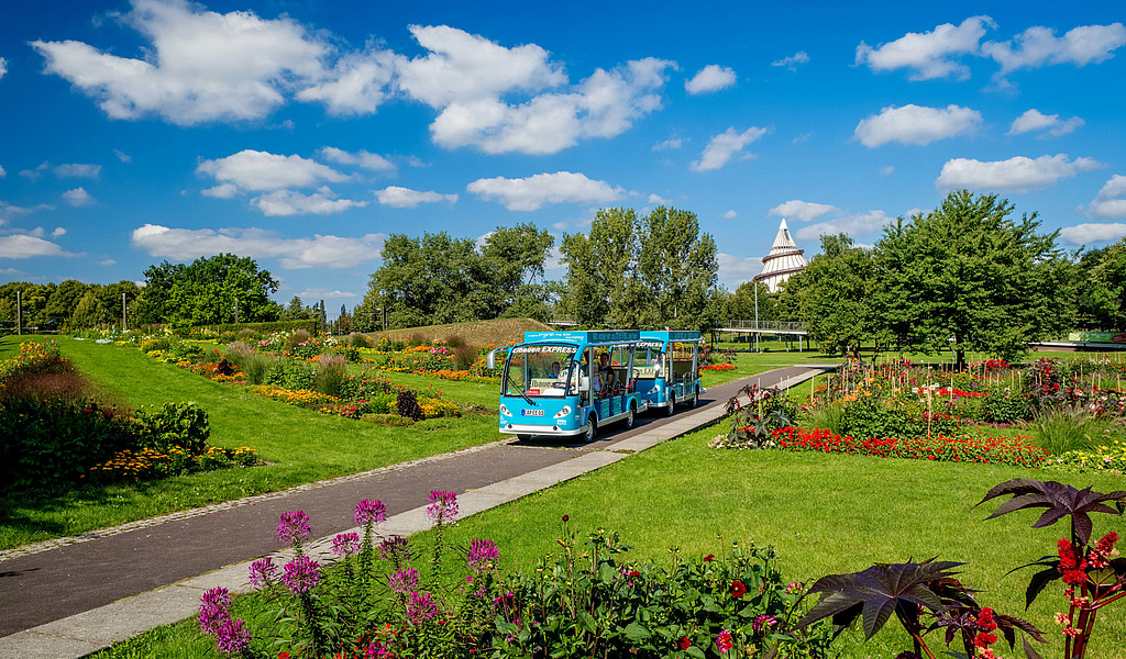 Den Elbauenpark können Rollstuhlfahrer auch ganz bequem mit dem Elbauenexpress erkunden.© www.AndreasLander.de Den Elbauenpark können Rollstuhlfahrer auch ganz bequem mit dem Elbauenexpress erkunden.