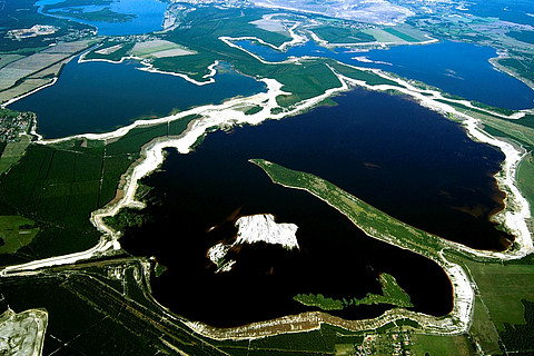 Luftaufnahme des Lausitzer Seenlandes