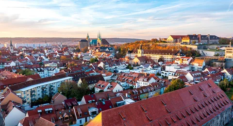 Blick auf die Erfurter Altstadt mit Andreasviertel, Dom und St. Severi Kirche