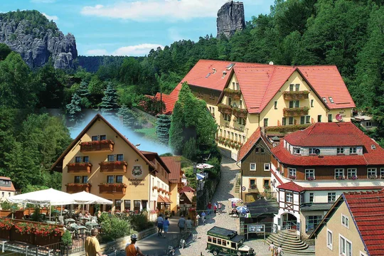 Das Hotel in der Ortsmitte des Kurortes Rathen. 