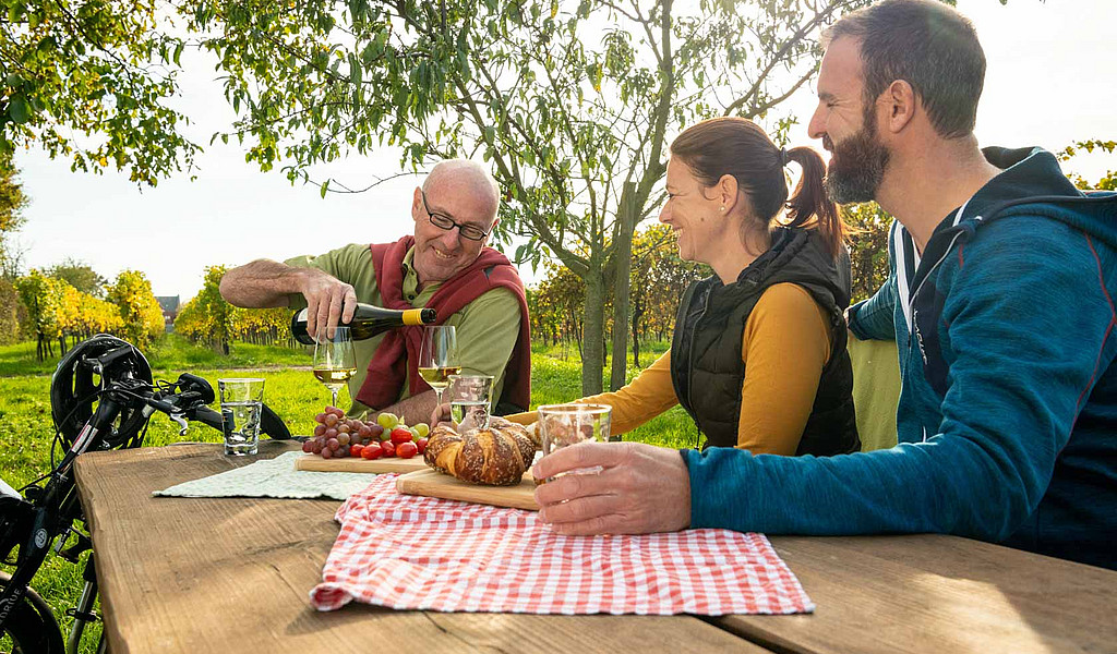 Südliche-Weinstraße-Picknick in den Weinbergen© Dominik Ketz, Pfalz Touristik e.V. Südliche-Weinstraße-Picknick in den Weinbergen