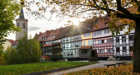 Blick auf die Krämerbrücke in Erfurt. Blick auf die Krämerbrücke in Erfurt.